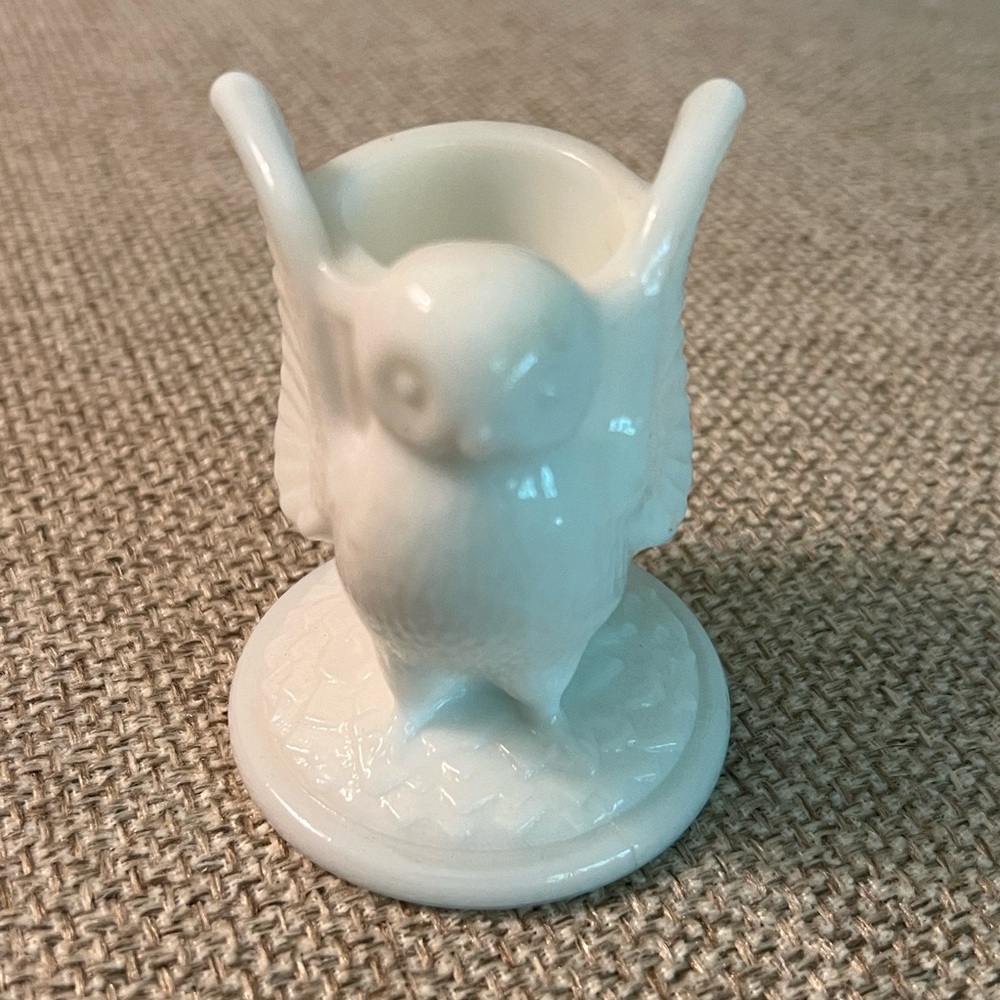 Vintage Westmoreland Milk Glass Owl Toothpick Holder